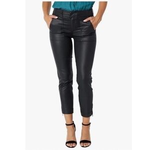 KUT From The Kloth Reese Ankle Straight Leg Faux Leather Coated Pants Black Sz 6